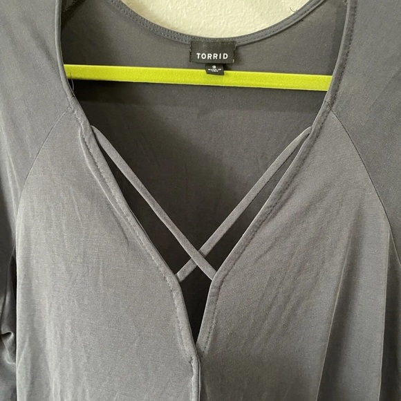 Plus Size 3X Torrid Modal Blend Vintage Black Criss Cross Long Sleeve Top - Picture 6 of 10